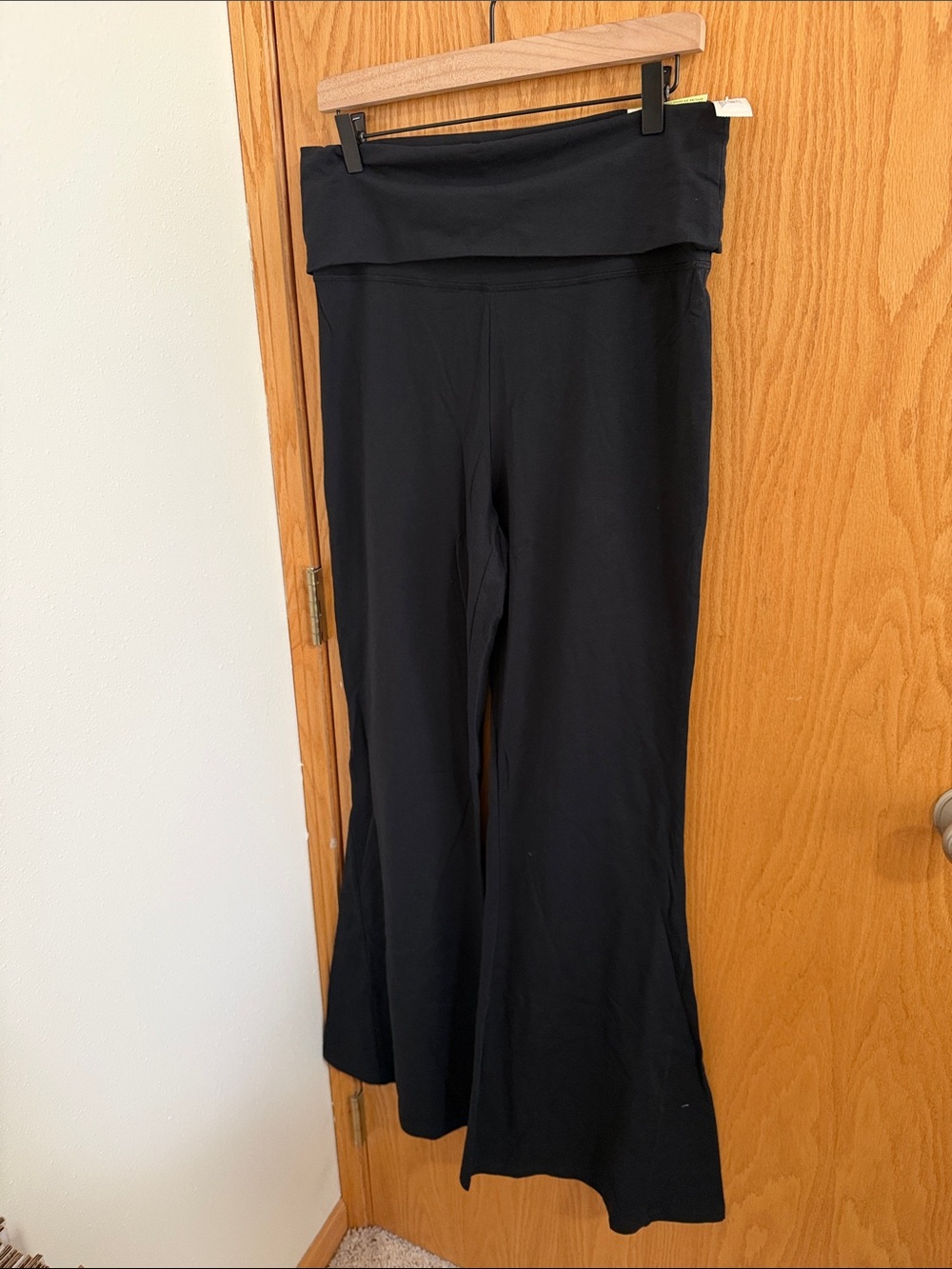 aerie (Long Length) Black Fold-Over Waist Flare Yoga Pants